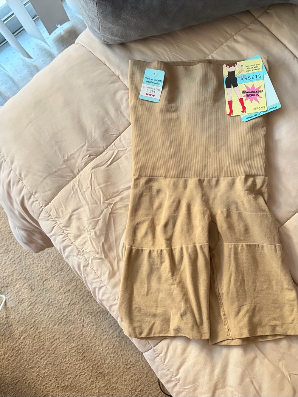 High-Waist Shaping Shorts in Camel Tan